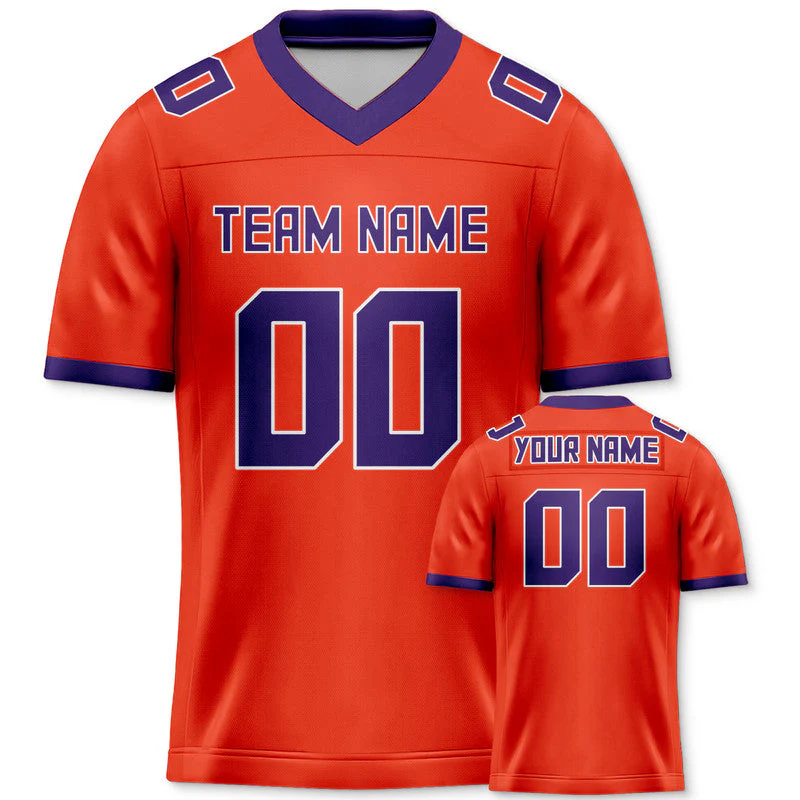 Custom Orange Purple Mesh Authentic Football Jersey