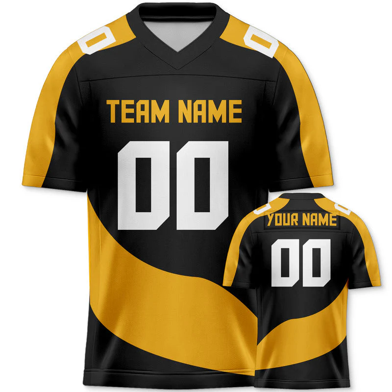 Custom Black Gold-White Concept Version Authentic Football Jersey