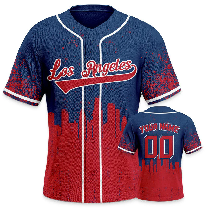 Custom 3D Graffiti Navy Red-White Authentic Baseball Silhouette Jersey