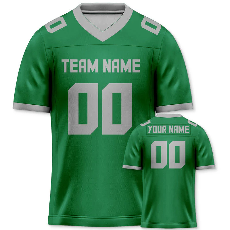 Custom Green Gray Mesh Authentic Football Jersey