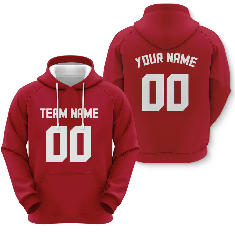 Custom Red White Sports Pullover Sweatshirt Football Hoodie