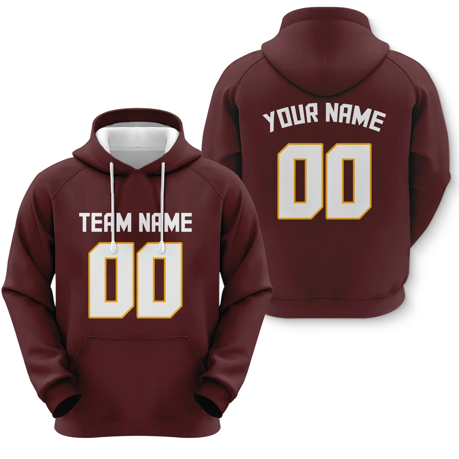 Custom Red White-Gold  Sports Pullover Sweatshirt  Football Hoodie
