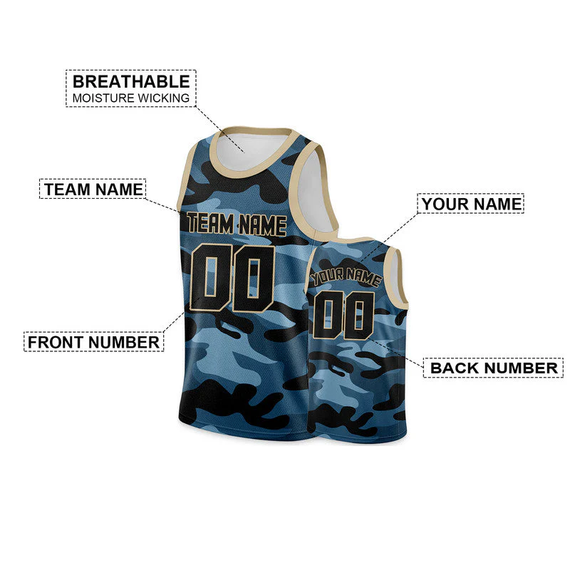 Custom Camo Navy-Gray Authentic Salute To Service Basketball Jersey