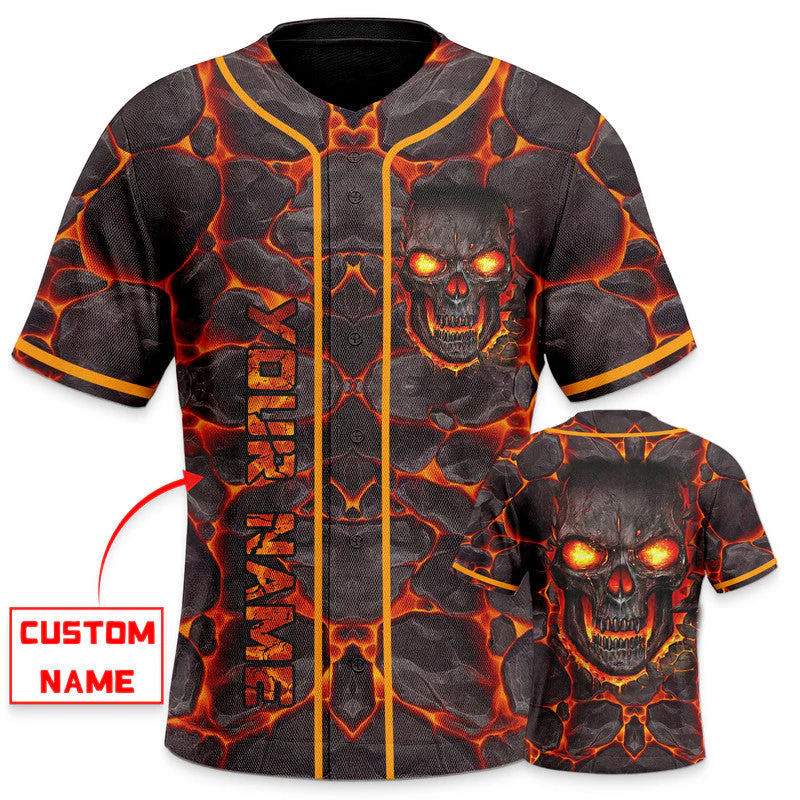 Blast Fire Skull Custom Baseball Jersey