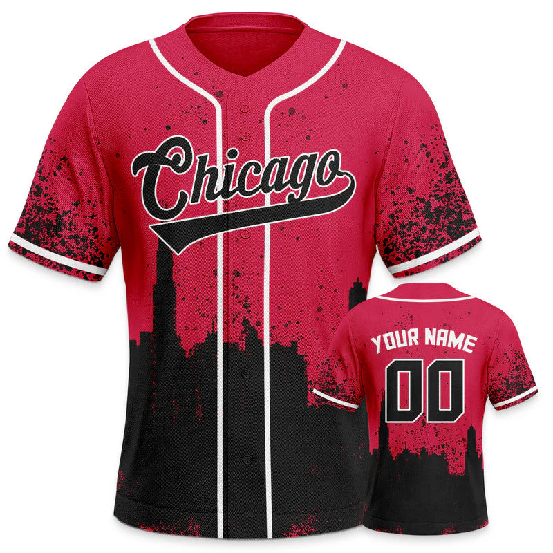 Custom 3D Graffiti Red Black-White Authentic Baseball Silhouette Jersey